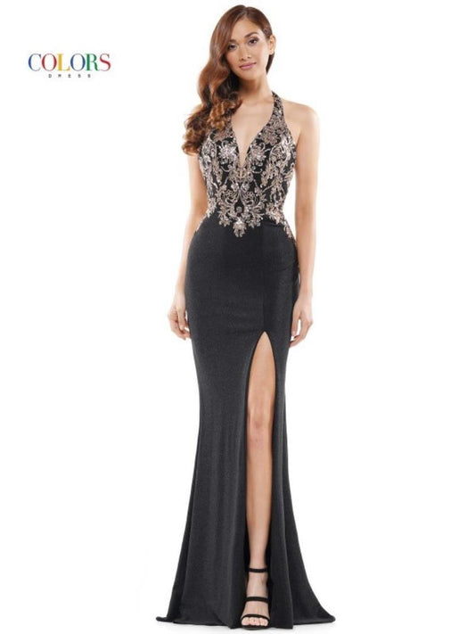 Colors Long Formal Fitted Evening Dress 961X - The Dress Outlet