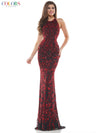 Colors Long Formal Fitted Halter Dress 113 - The Dress Outlet