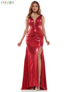 Colors Long Formal Fitted Metallic Prom Dress 2434 - The Dress Outlet