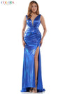 Colors Long Formal Fitted Metallic Prom Dress 2434 - The Dress Outlet