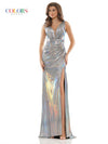 Colors Long Formal Fitted Metallic Prom Dress 2434 - The Dress Outlet