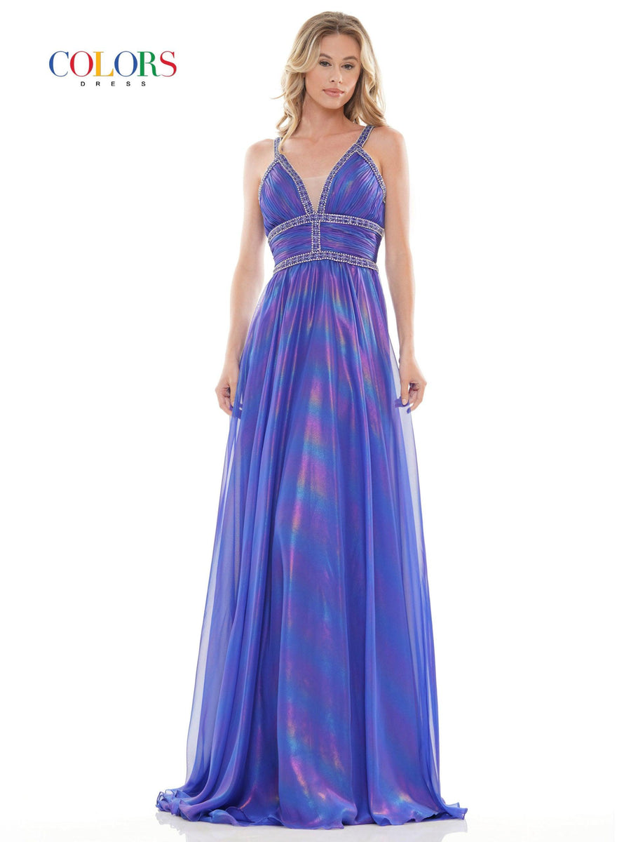 Colors Long Formal Glitter Chiffon Prom Dress 2700 - The Dress Outlet