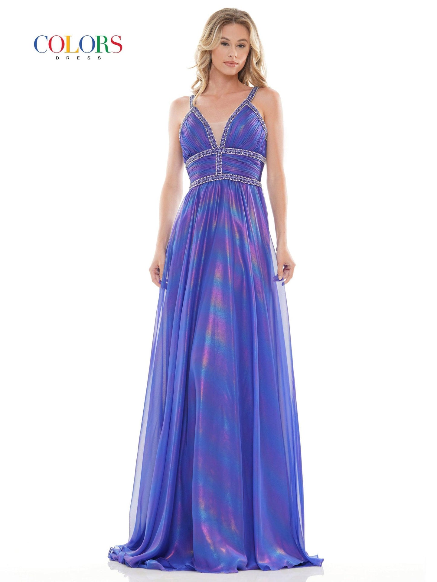 Colors Long Formal Glitter Chiffon Prom Dress 2700 - The Dress Outlet