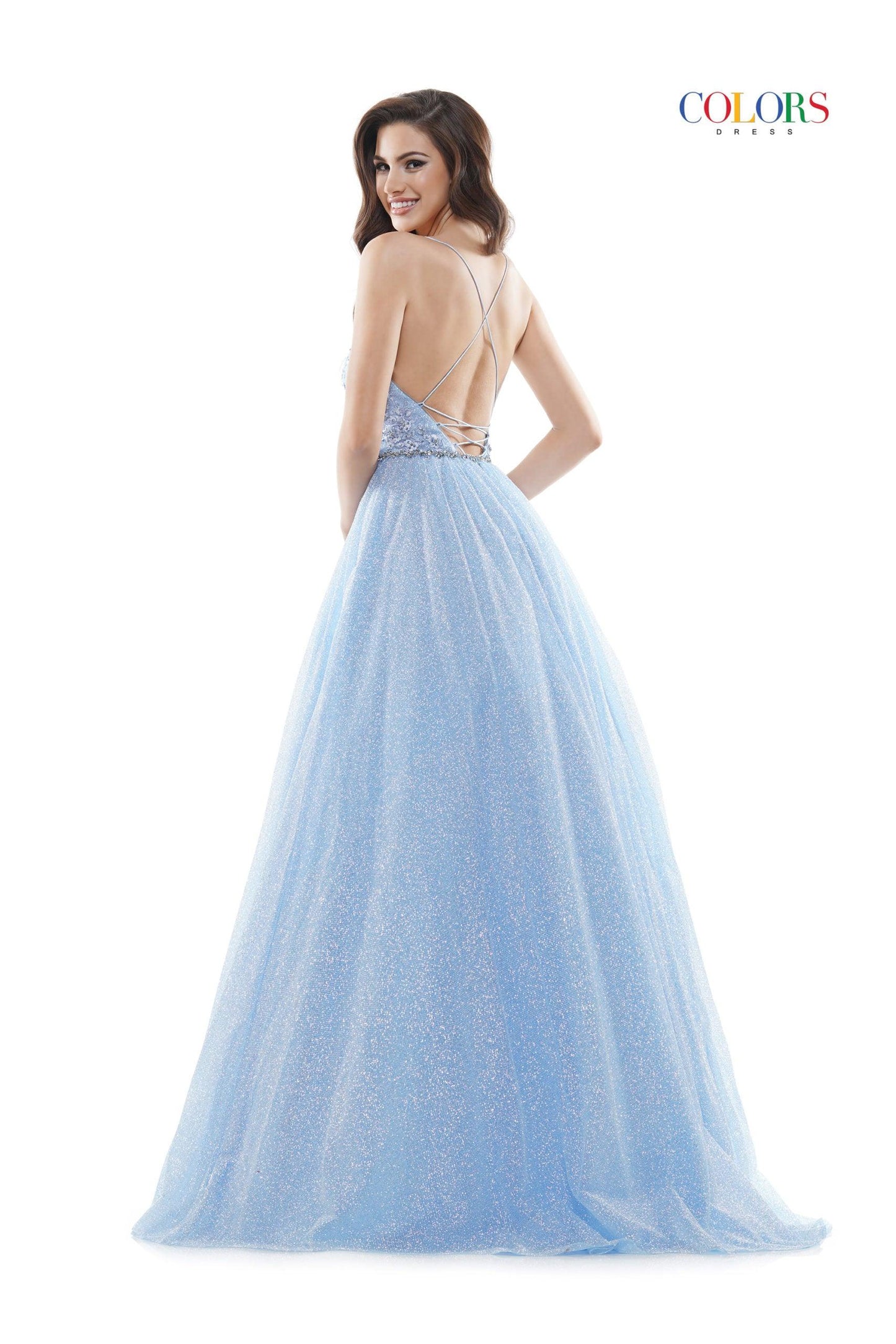 Colors Long Formal Glitter Mesh Prom Dress 2480 - The Dress Outlet