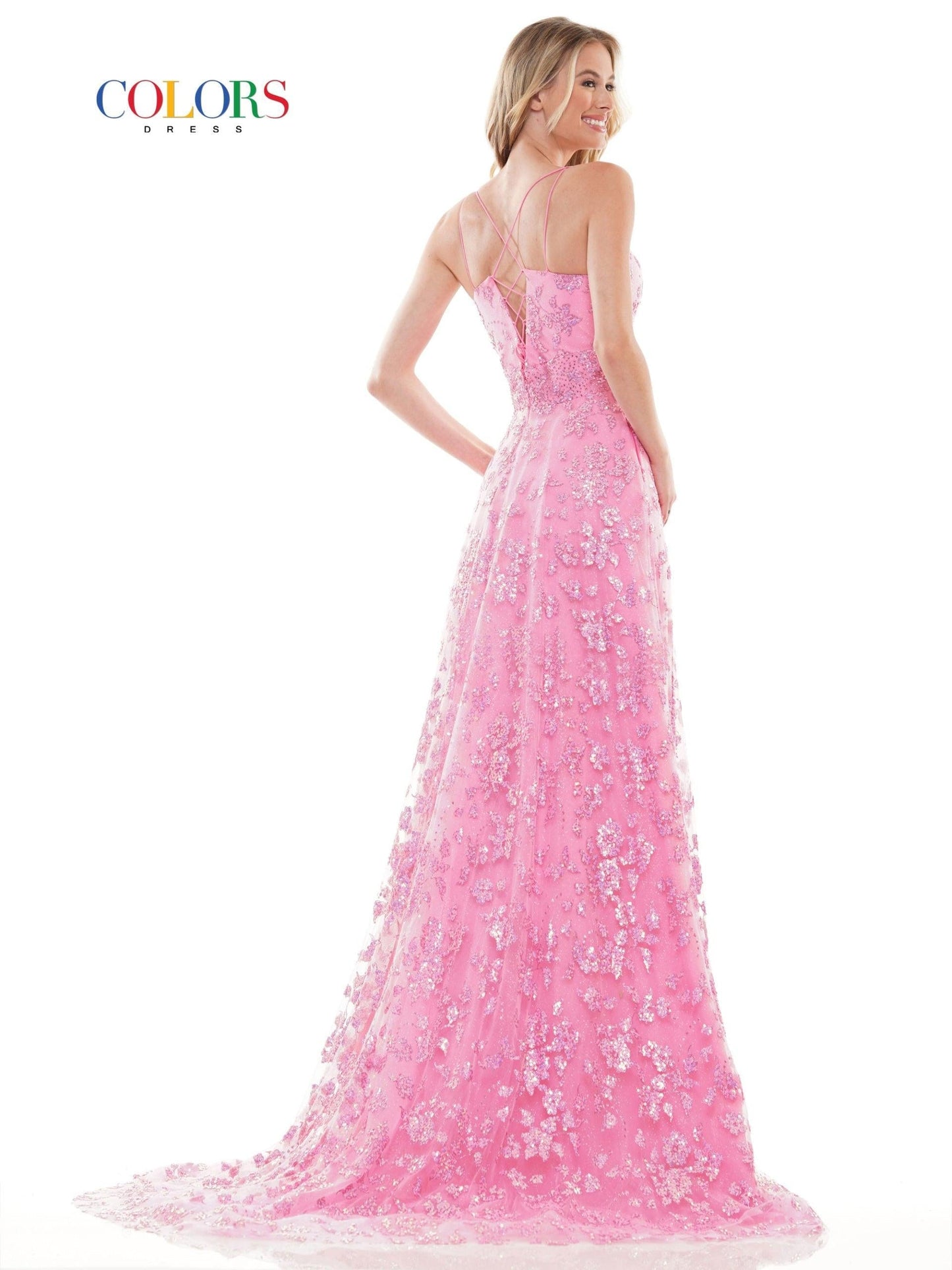 Colors Long Formal Glitter Mesh Prom Dress 2742 - The Dress Outlet