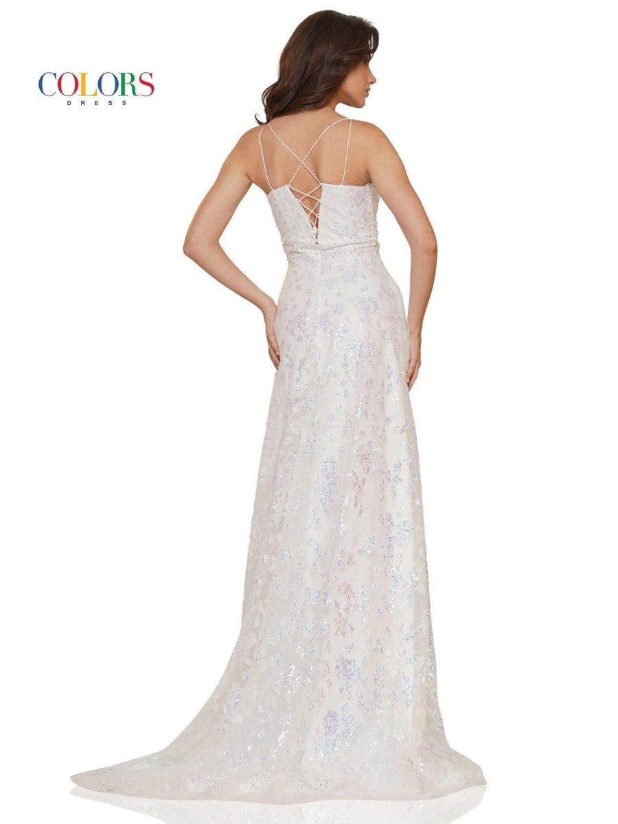 Colors Long Formal Glitter Mesh Prom Dress 2742 - The Dress Outlet