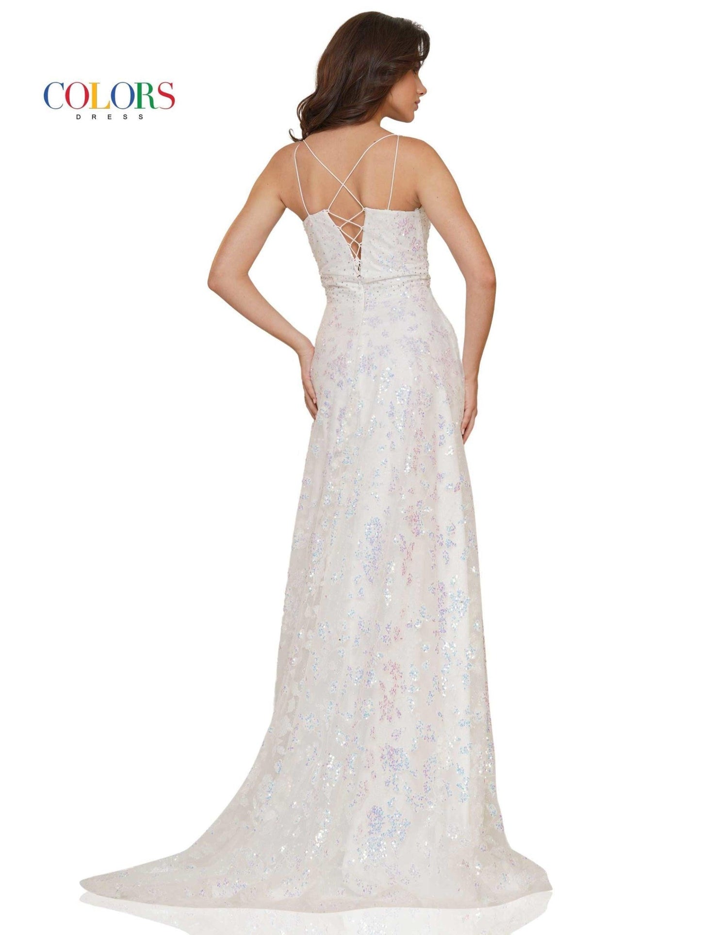 Colors Long Formal Glitter Mesh Prom Dress 2742 - The Dress Outlet