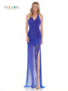Colors Long Formal Halter Prom Dress 125 - The Dress Outlet