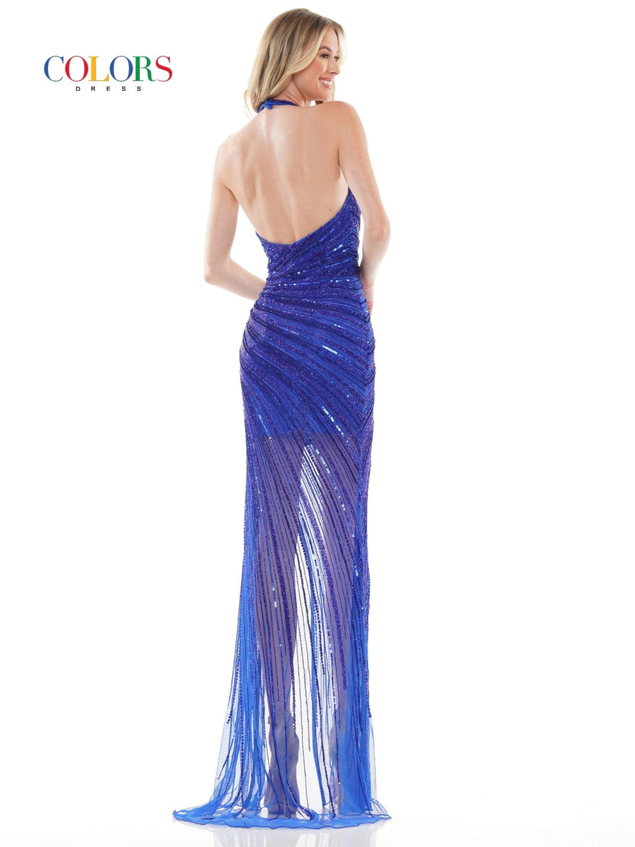 Colors Long Formal Halter Prom Dress 125 - The Dress Outlet