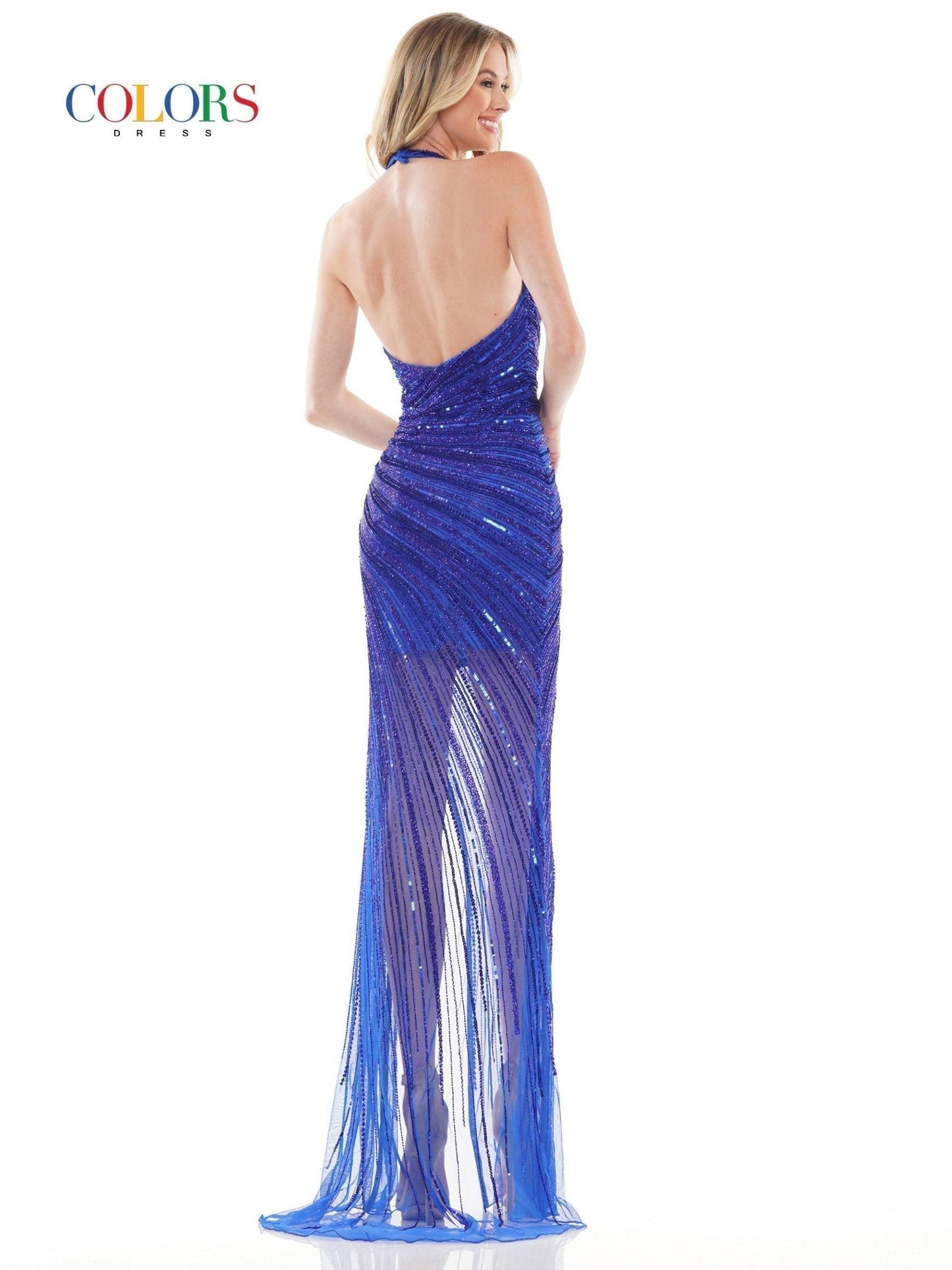 Colors Long Formal Halter Prom Dress 125 - The Dress Outlet