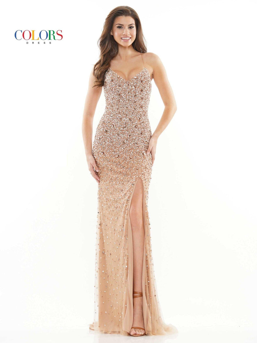 Colors Long Formal Sext Beaded Prom Dress 2725 - The Dress Outlet