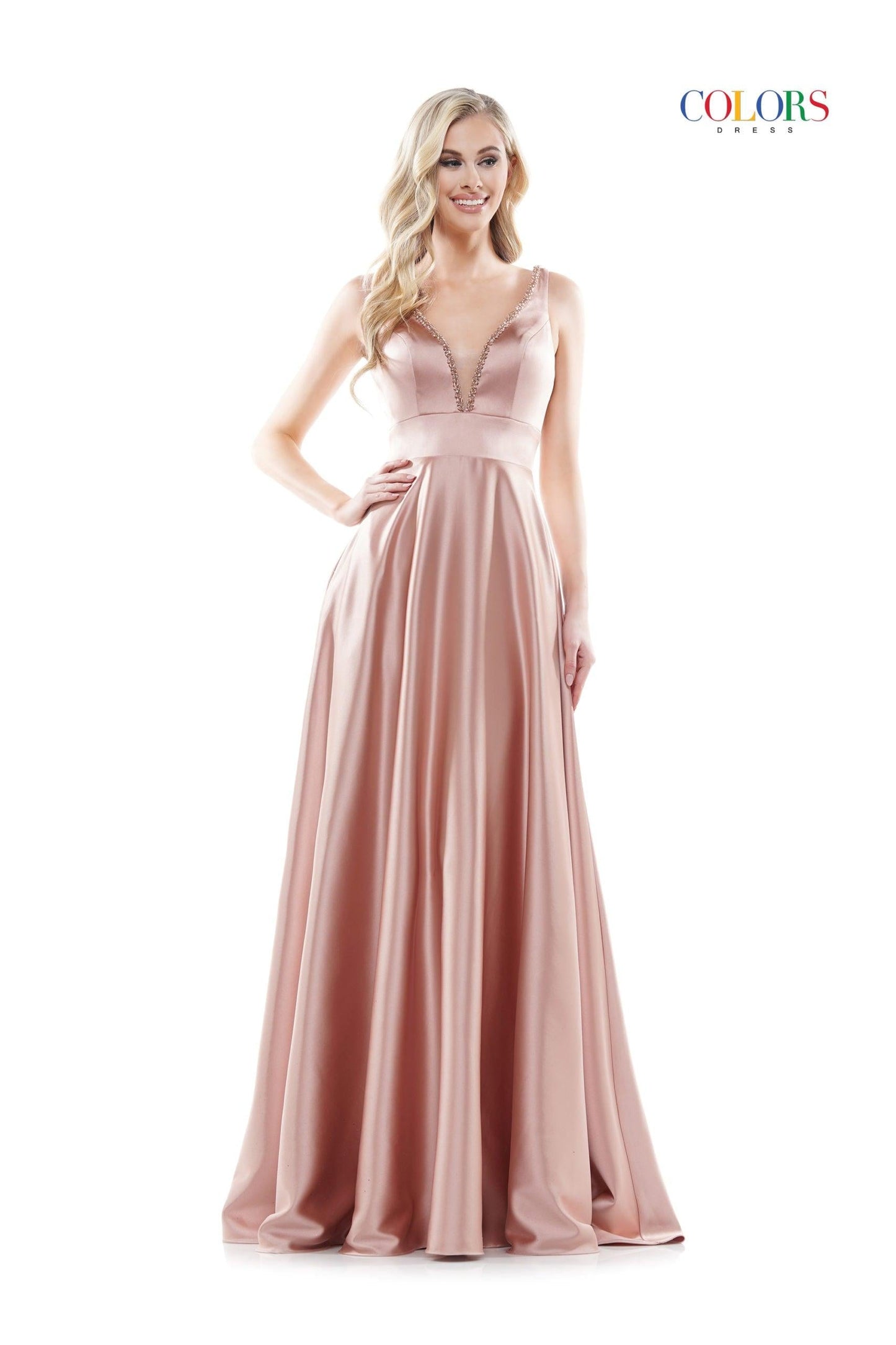 Colors Long Formal Sleeveless Beaded Prom Gown 2578 - The Dress Outlet