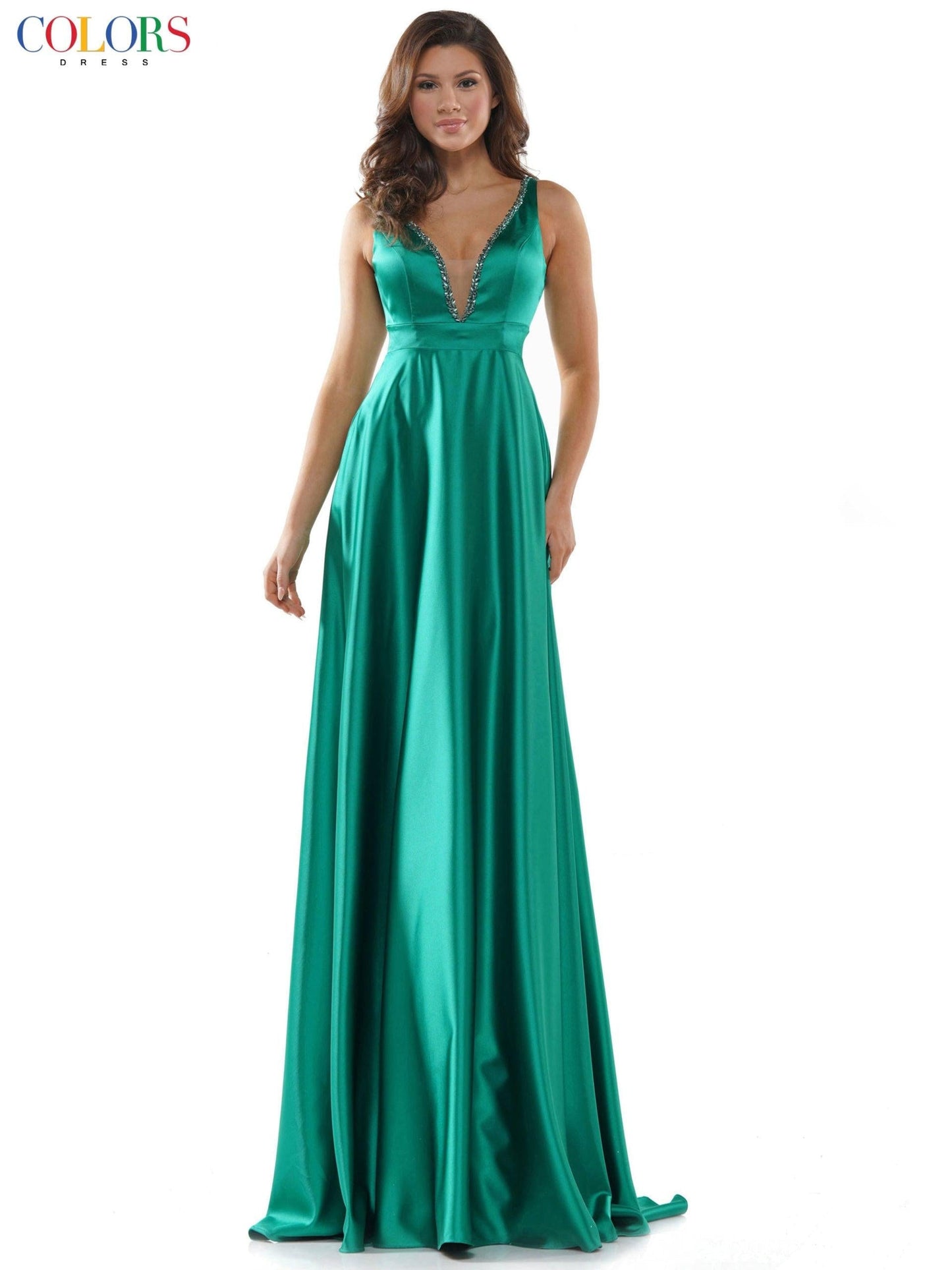 Colors Long Formal Sleeveless Beaded Prom Gown 2578 - The Dress Outlet