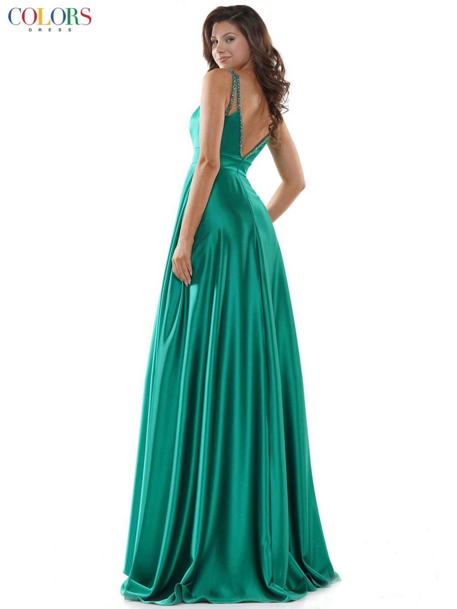 Colors Long Formal Sleeveless Beaded Prom Gown 2578 - The Dress Outlet