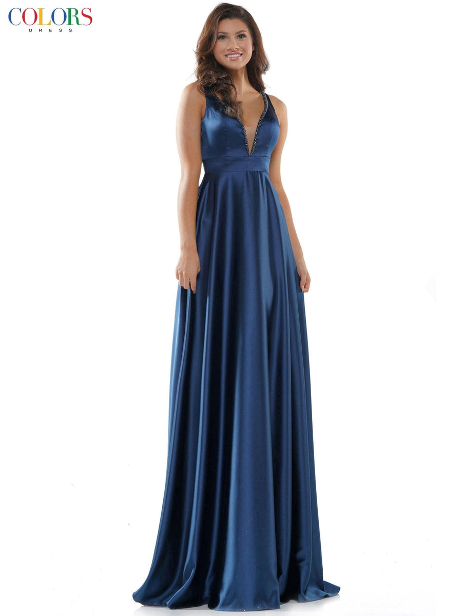 Colors Long Formal Sleeveless Beaded Prom Gown 2578 - The Dress Outlet