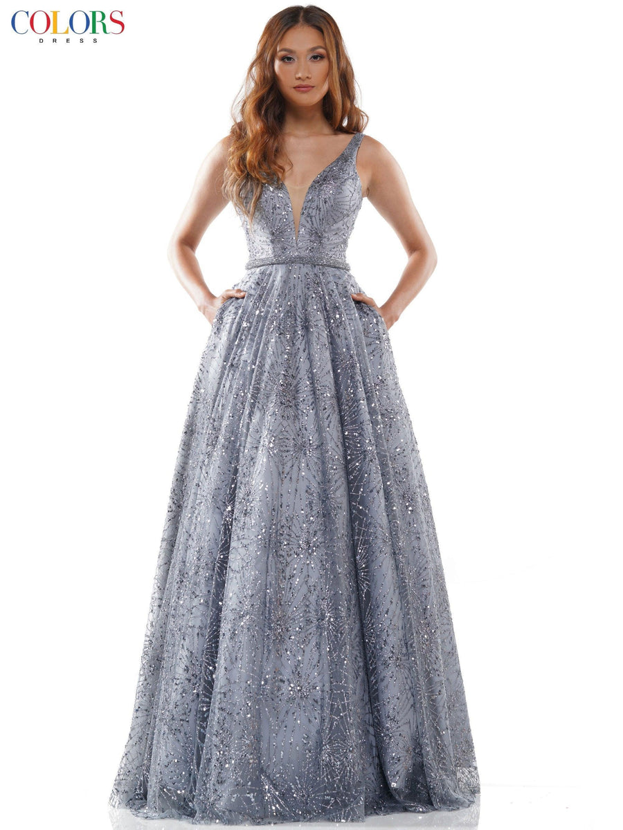 Colors Long Formal Sleeveless Prom Gown Sale - The Dress Outlet