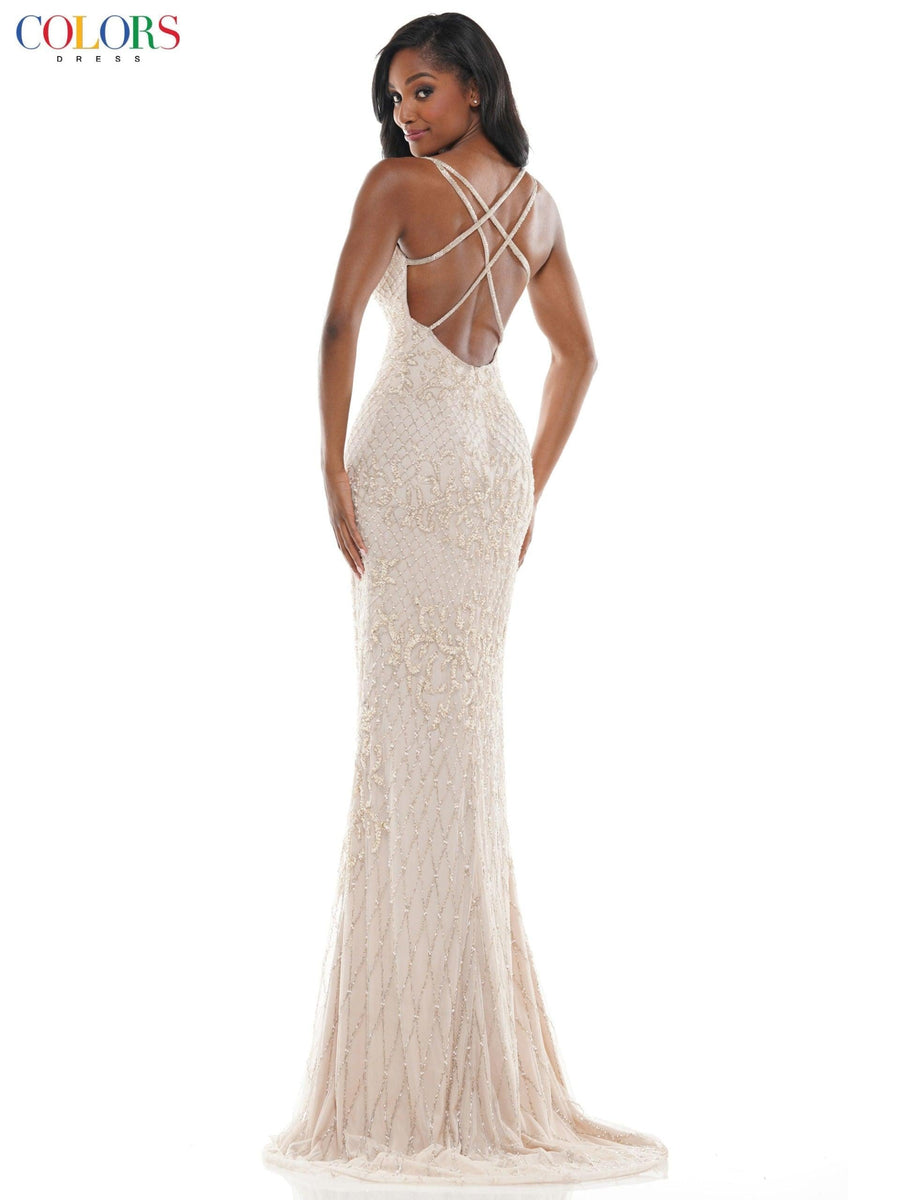 Colors Long Formal Spaghetti Strap Prom Dress 106 - The Dress Outlet