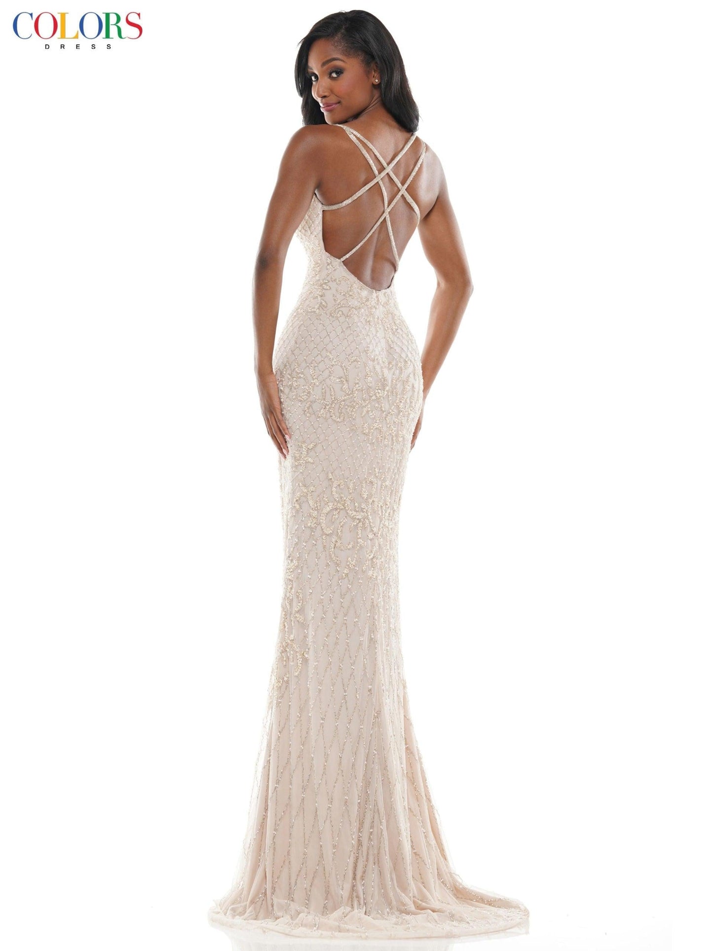 Colors Long Formal Spaghetti Strap Prom Dress 106 - The Dress Outlet