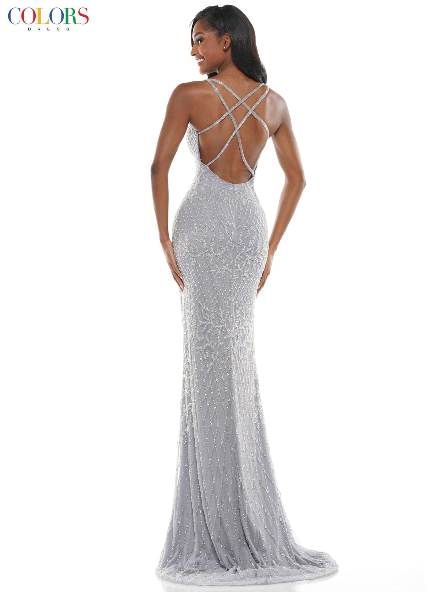 Colors Long Formal Spaghetti Strap Prom Dress 106 - The Dress Outlet