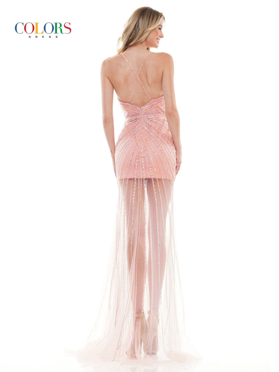 Colors Long Formal Spaghetti Strap Prom Dress 2645 - The Dress Outlet