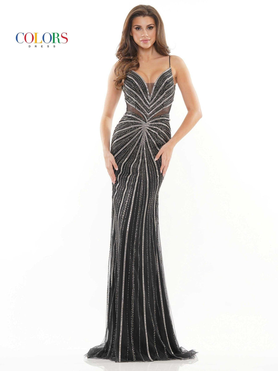 Colors Long Formal Spaghetti Strap Prom Dress 2767 - The Dress Outlet