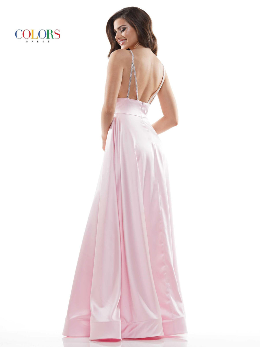 Colors Long Formal Spaghetti Strap Prom Dress 968 - The Dress Outlet