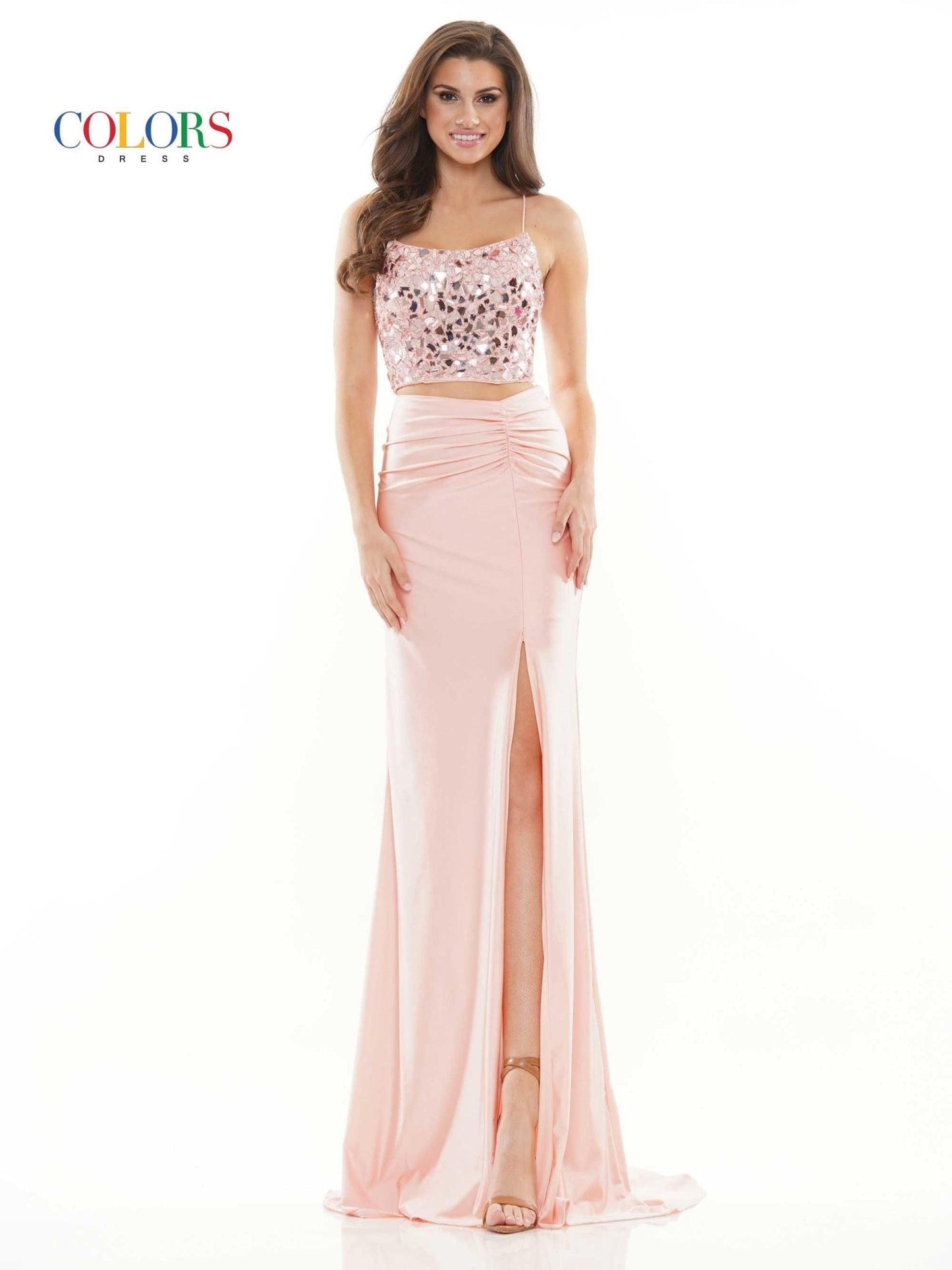 Colors Long Formal Two Piece Beaded Prom Dress 2688 - The Dress Outlet