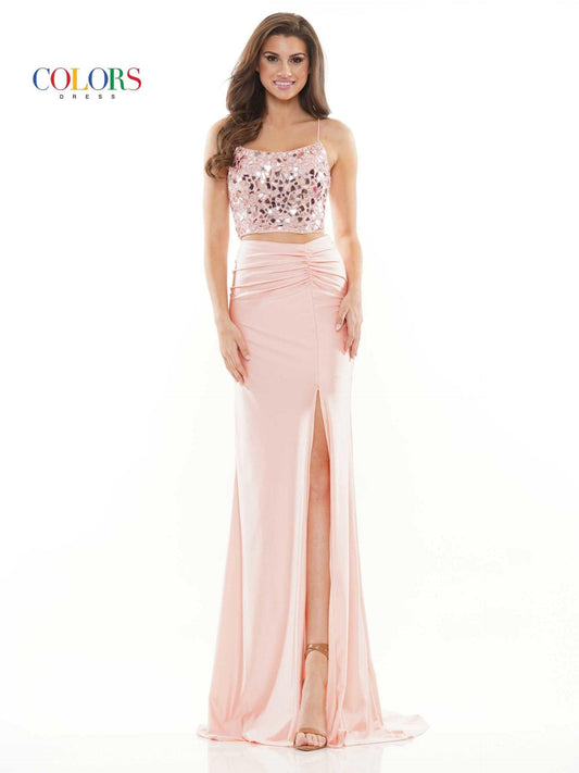 Colors Long Formal Two Piece Beaded Prom Dress 2688 - The Dress Outlet