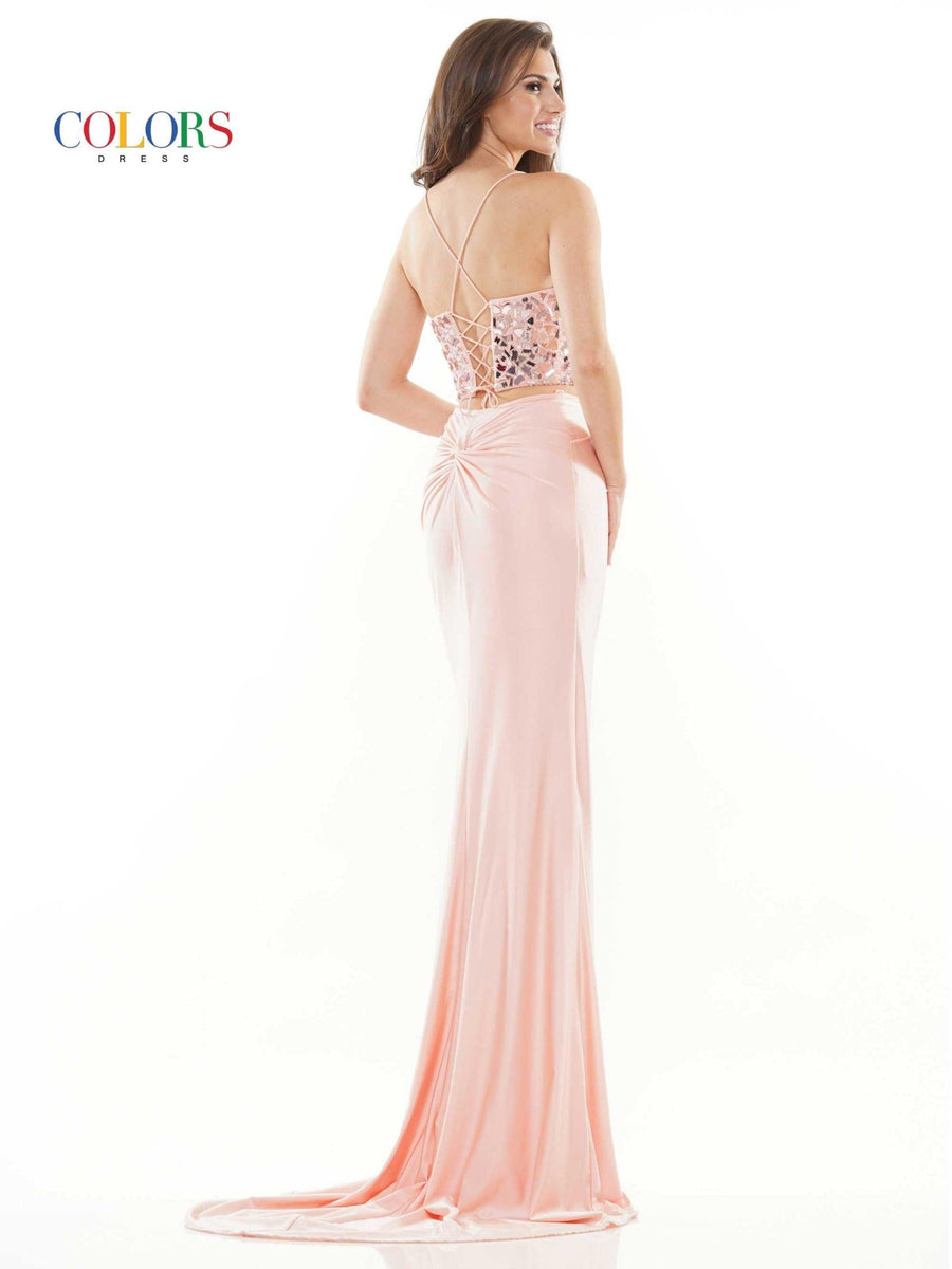 Colors Long Formal Two Piece Beaded Prom Dress 2688 - The Dress Outlet