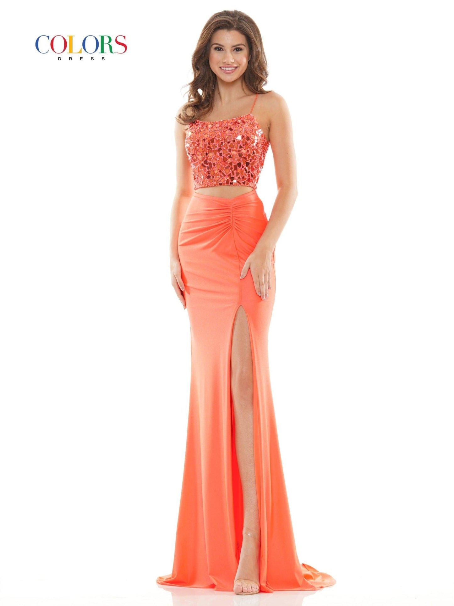 Colors Long Formal Two Piece Beaded Prom Dress 2688 - The Dress Outlet