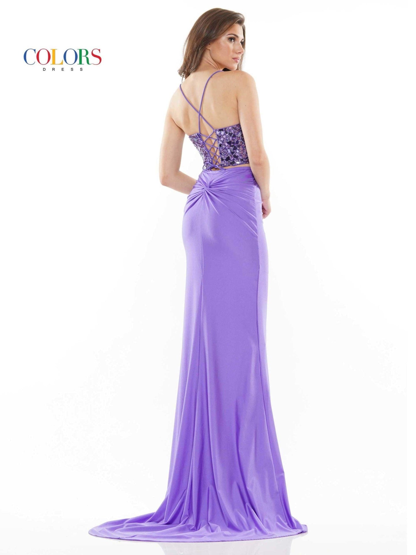 Colors Long Formal Two Piece Beaded Prom Dress 2688 - The Dress Outlet