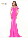 Colors Long Off Shoulder Fitted Prom Dress 2692 - The Dress Outlet