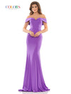 Colors Long Off Shoulder Fitted Prom Dress 2692 - The Dress Outlet