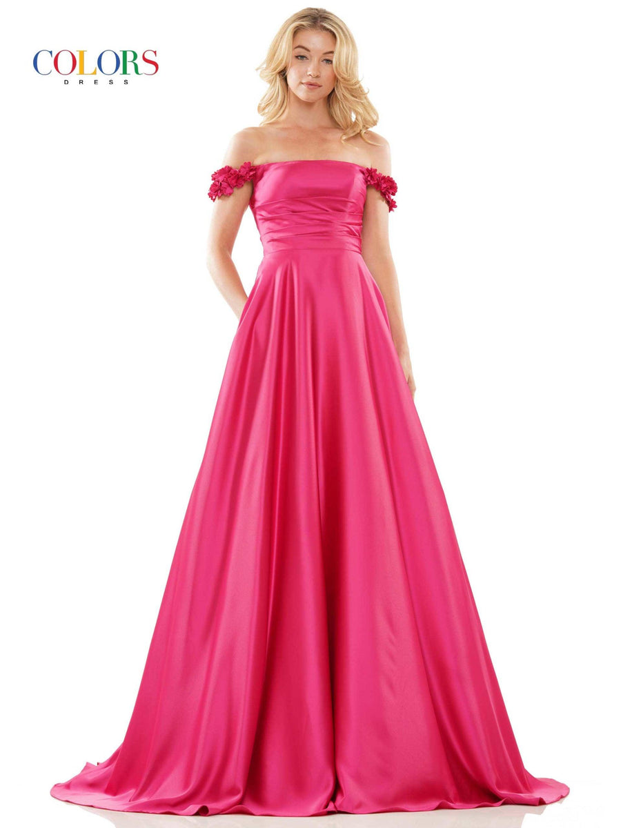 Colors Long Off Shoulder Formal Dress 2861 - The Dress Outlet