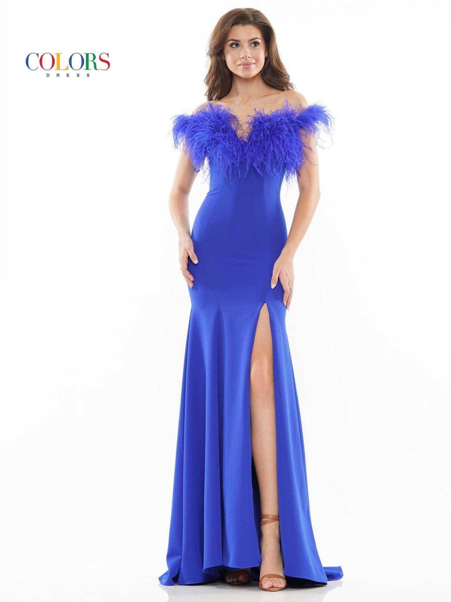Colors Long Off Shoulder Formal Prom Dress 2663 - The Dress Outlet