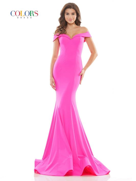 Colors Long Off Shoulder Formal Prom Dress 2709 - The Dress Outlet