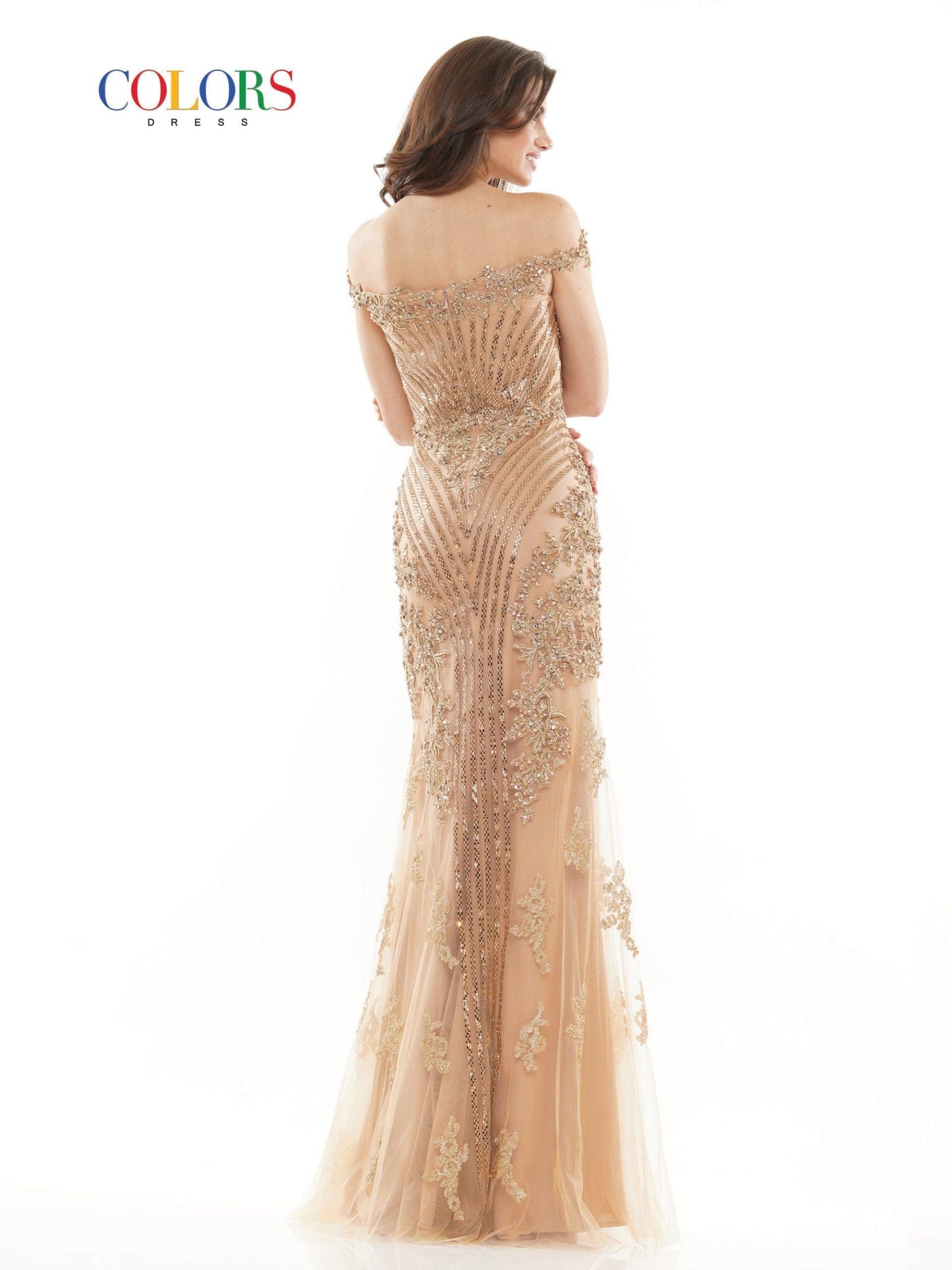 Colors Long Off Shoulder Formal Prom Gown 131 - The Dress Outlet