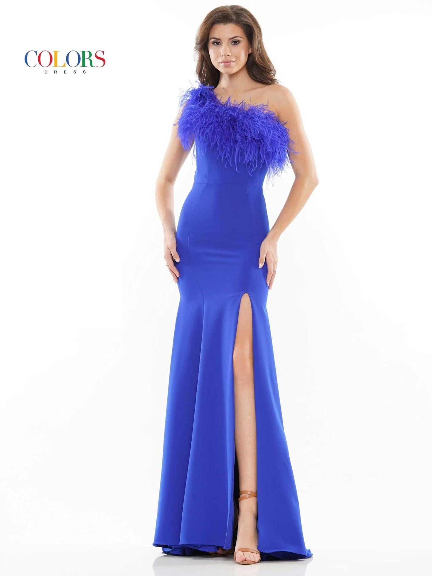 Colors Long One Shoulder Formal Prom Dress 2405 - The Dress Outlet