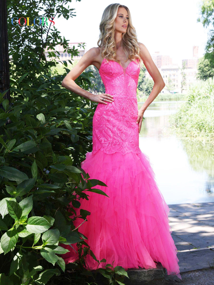 Colors Long Sexy Strapless Prom Dress 2985 - The Dress Outlet