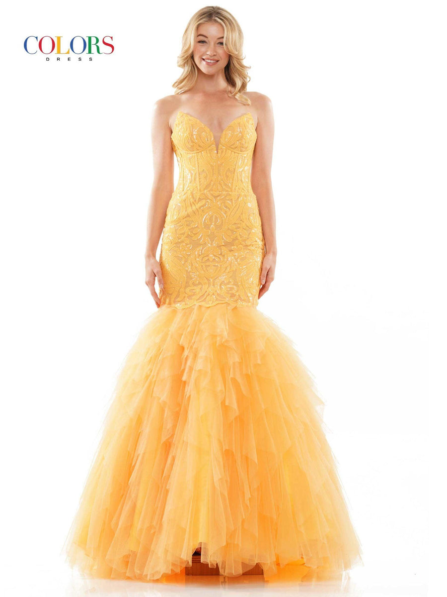 Colors Long Sexy Strapless Prom Dress 2985 - The Dress Outlet