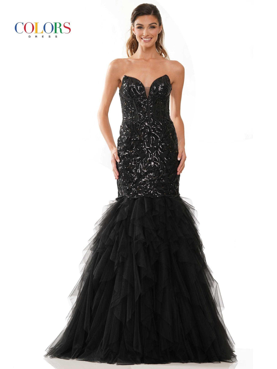 Colors Long Sexy Strapless Prom Dress 2985 - The Dress Outlet