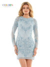 Colors Long Sleeve Beaded Short Cocktail Dress 2808 - The Dress Outlet