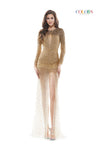 Colors Long Sleeve Formal Beaded Prom Dress 2573 - The Dress Outlet
