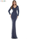 Colors Long Sleeve Formal Prom Dress 1042SL - The Dress Outlet