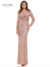Colors Long Sleeve Formal Prom Dress 1042SL - The Dress Outlet