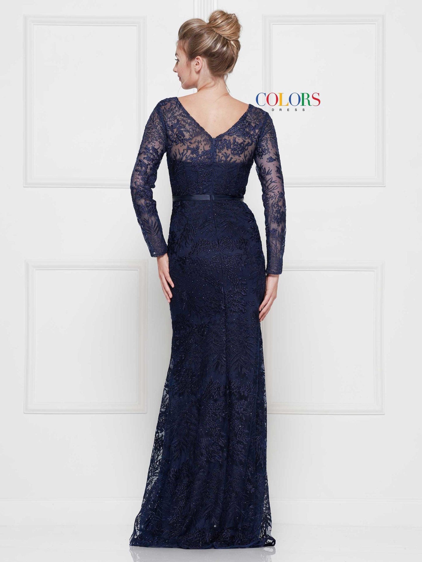 Colors Long Sleeve Formal Prom Dress 1830SL - The Dress Outlet