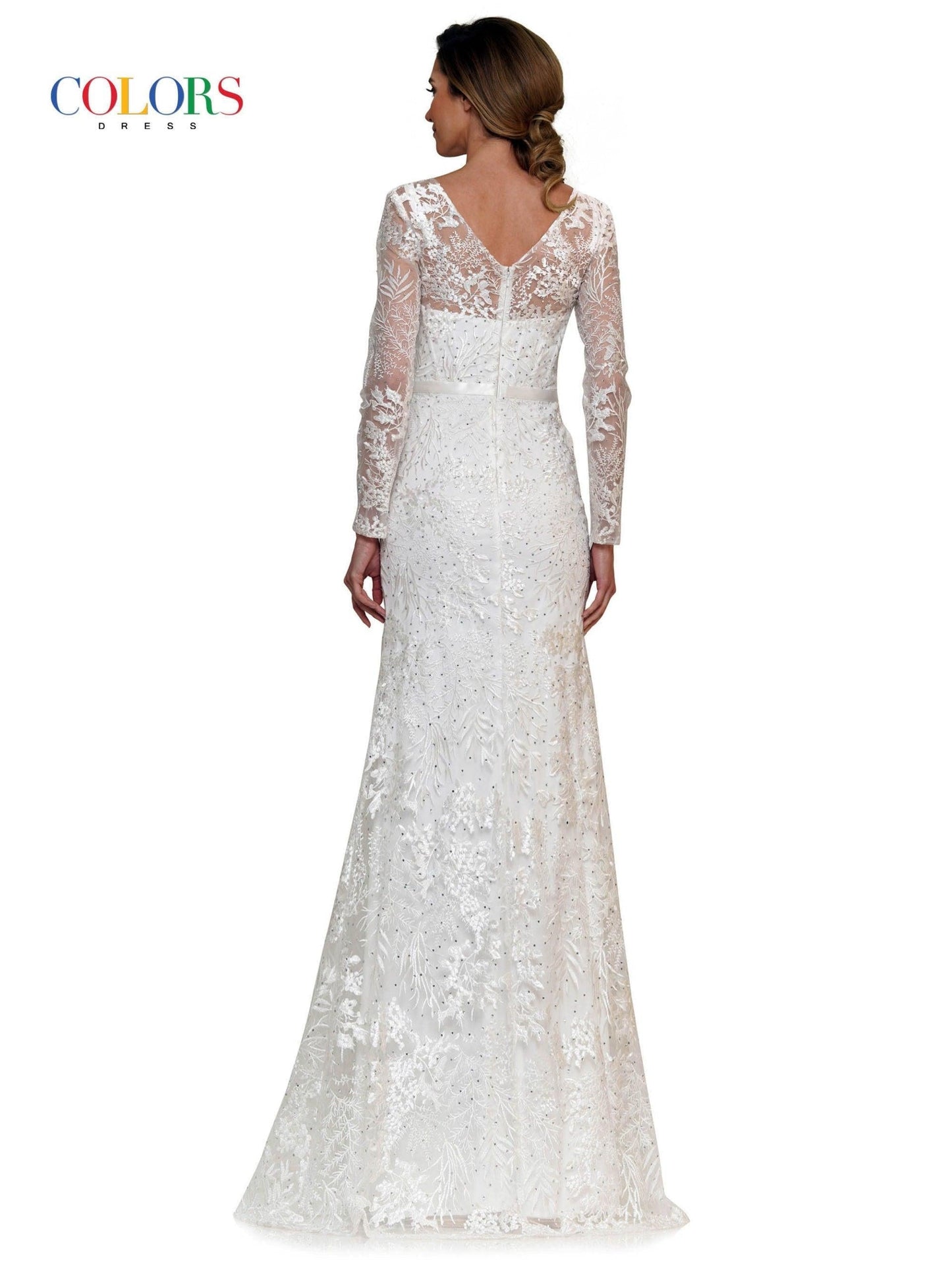 Colors Long Sleeve Formal Prom Dress 1830SL - The Dress Outlet