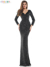 Colors Long Sleeve Formal Prom Dress Sale - The Dress Outlet