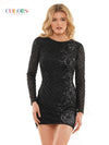 Colors Long Sleeve Short Cocktail Dress 2907 - The Dress Outlet