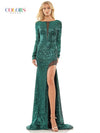 Colors Long Sleeve Sparkling Evening Dress 2849 - The Dress Outlet